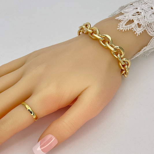 Handmade 8.0 MM Transversal Miami Cuban Gold Bracelet Gold Filled Thick Bracelet Gift Her  -  Excellent gift for Best Friend 14K Gold Finish