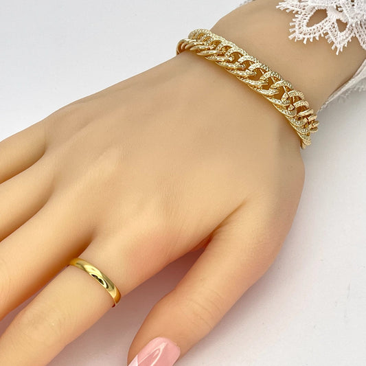 8MM Handmade Statement Double Link Gold Chain Bracelet, Gift Her, Gold Filled Statement Dainty but Chunky  Simple Diamond Cut Chain Bracelet