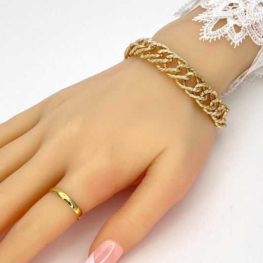 9MM Handmade Statement Double Link Gold Chain Bracelet, Gift Her, Gold Filled Statement Dainty but Chunky, Full Diamond Cut Chain Bracelet