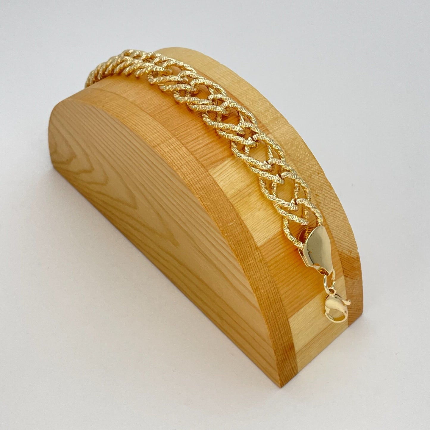 9MM Handmade Statement Double Link Gold Chain Bracelet, Gift Her, Gold Filled Statement Dainty but Chunky, Full Diamond Cut Chain Bracelet