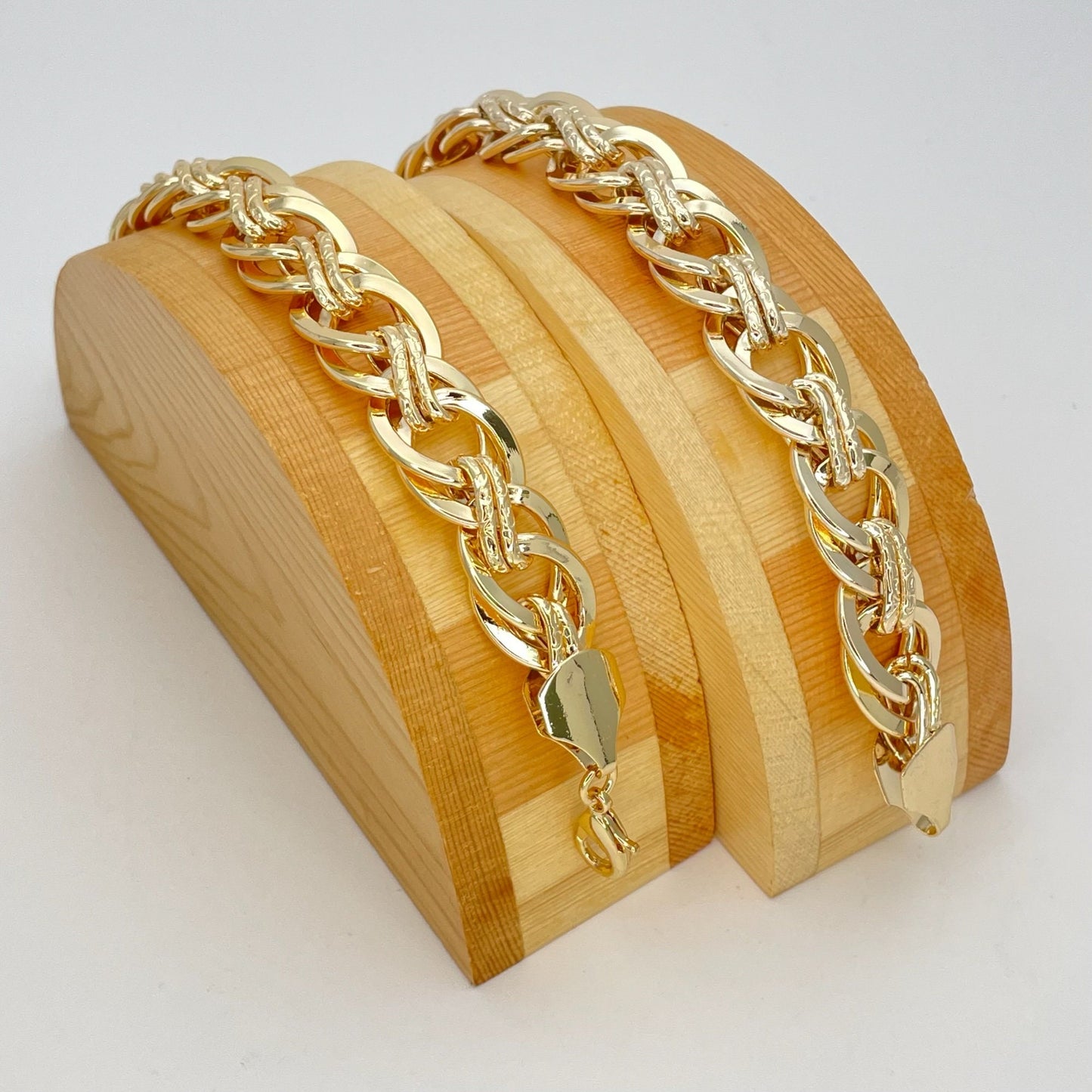 9MM Handmade Statement Double Bail Link Gold Chain Bracelet, Gift Her, Gold Filled Statement Dainty but Chunky Diamond Cut Chain Bracelet