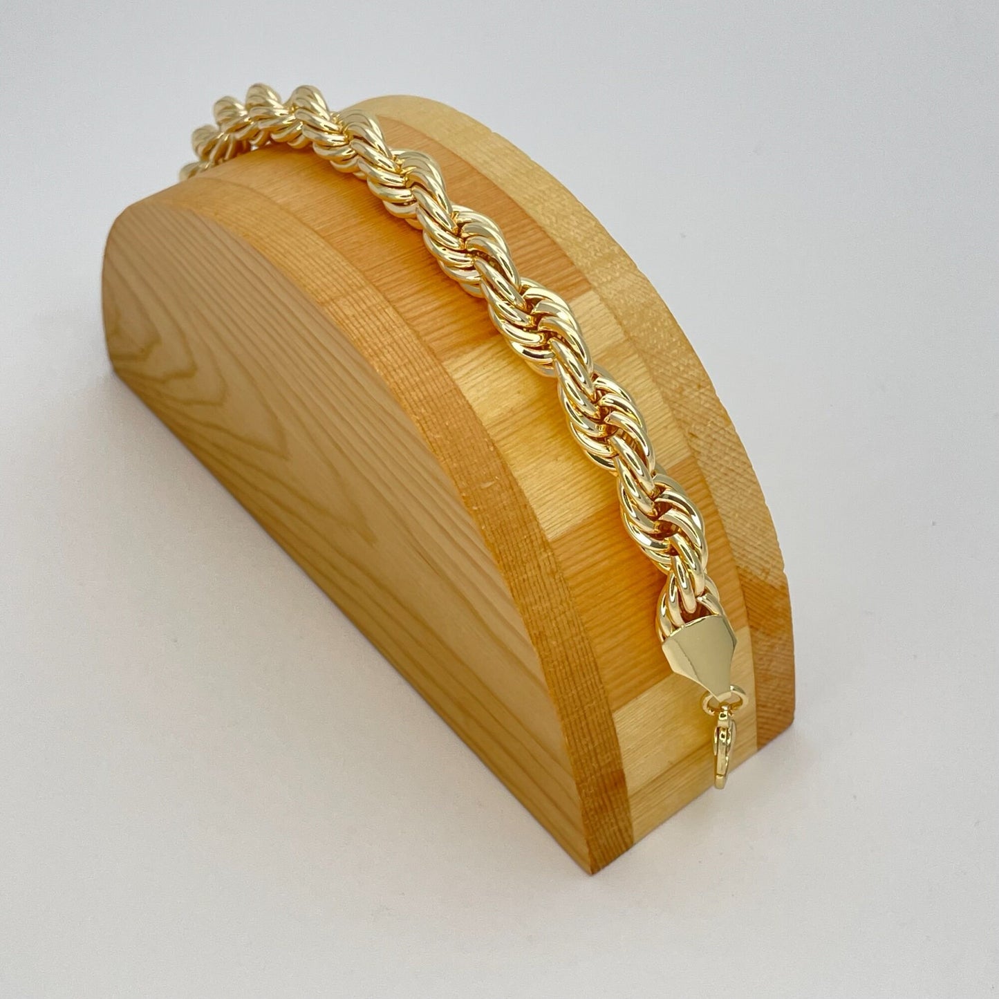 9MM Handmade Rope Chain Gold Bracelet  Thick Gold Filled Chunky Bracelet Light Diamond Cut, Gift Her, Gift for Best Friend 14K Gold Finish