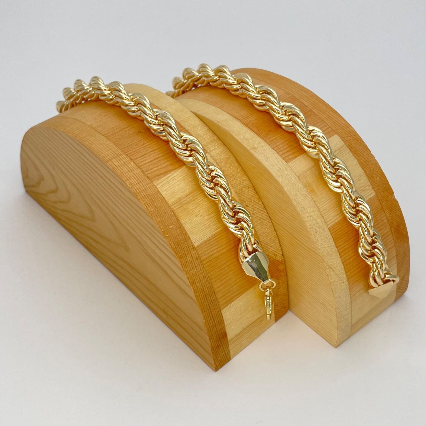 9MM Handmade Rope Chain Gold Bracelet  Thick Gold Filled Chunky Bracelet Light Diamond Cut, Gift Her, Gift for Best Friend 14K Gold Finish