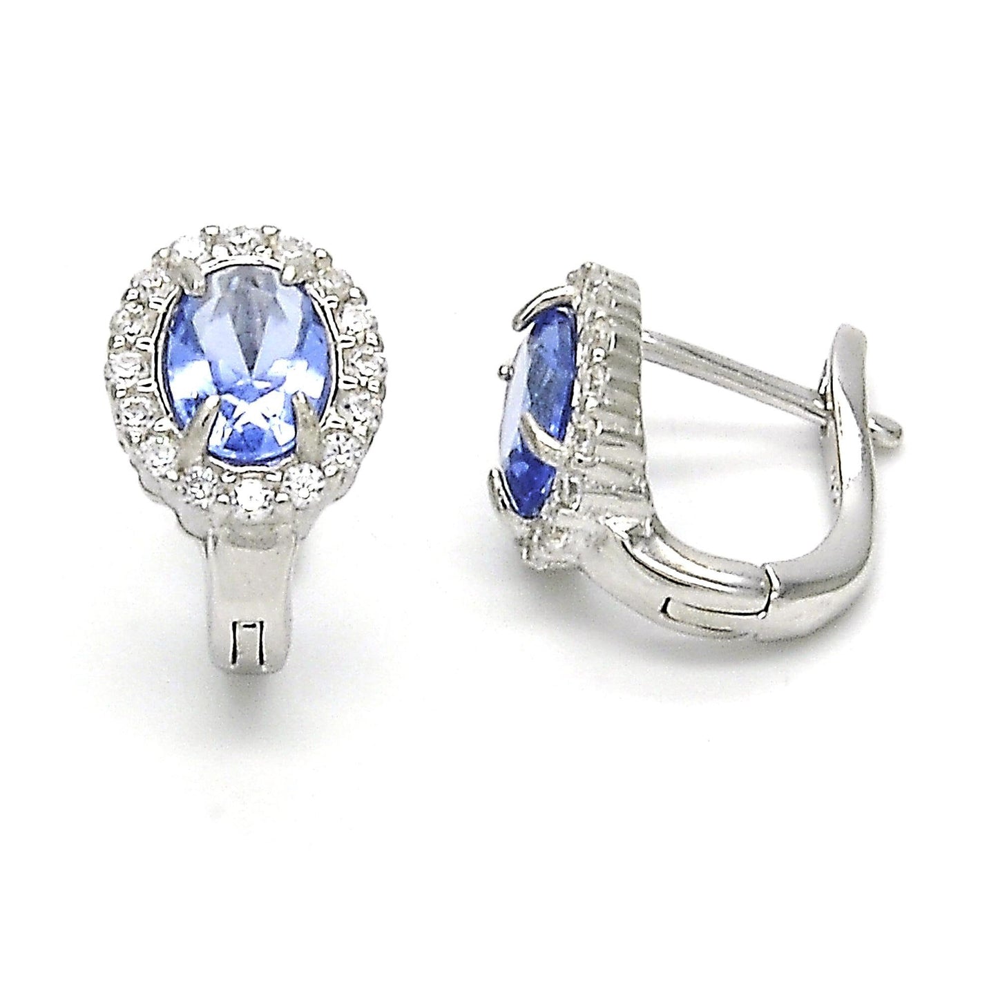 Sapphire Aurora Borealis with Zirconia, Solid Sterling Silver Necklace, Earrings, Charm, Greater Reflexion than of Tanzanite. Gift for Her
