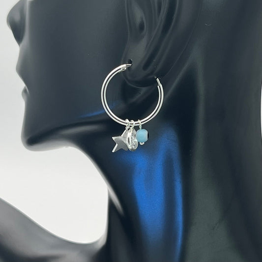 Sterling Silver Hoop Evil Eye Earring Minimalist Dainty Earrings Hoops, Hand Made, DIY Jewelry Findings Wholesale Gift for Her, 149442