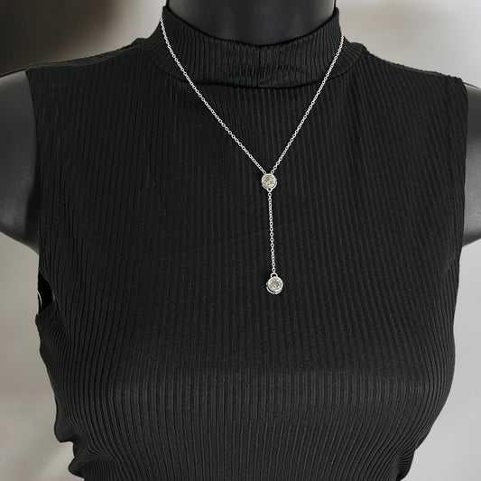 Real Silver Necklace With Dangling Diamond  Minimalist Real Silver Jewelry Wholesale Findings  Real Sterling Silver, Gift for Her - 149795