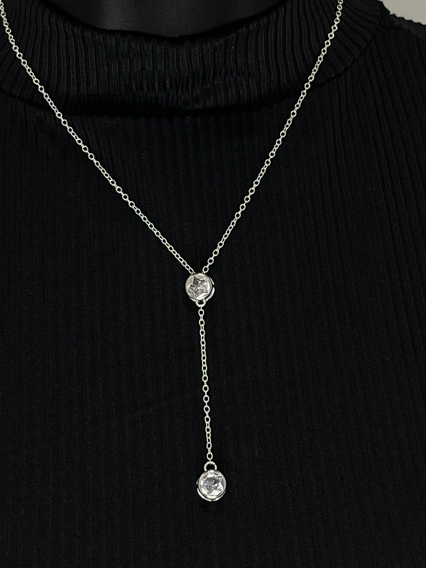 Real Silver Necklace With Dangling Diamond  Minimalist Real Silver Jewelry Wholesale Findings  Real Sterling Silver, Gift for Her - 149795