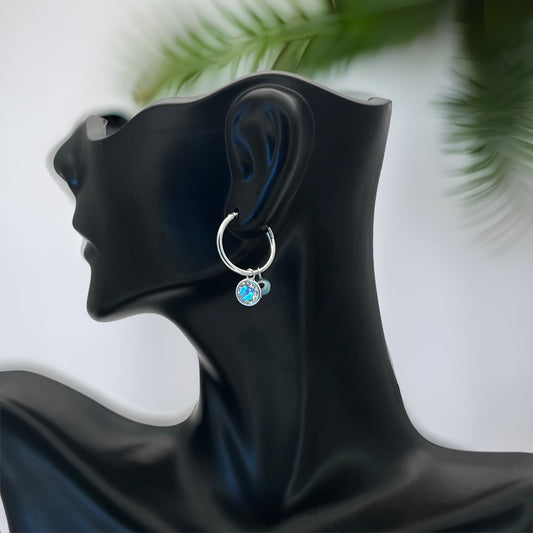 Sterling Silver Evil Eye Hoop Earring Minimalist Dainty Earrings Hoops, Hand Made, DIY Jewelry Findings Wholesale Silver Gift for Her 149382