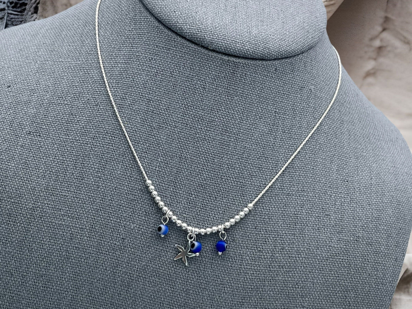 Dainty Evil Eye Necklace With Evil Eye Earing  Set  Minimalist Real Silver Jewelry Wholesale Findings  Real Sterling Silver, Gift for Her