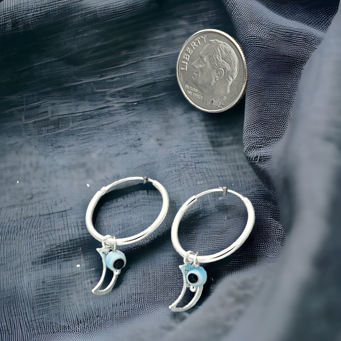 Sterling Silver Hoop Evil Eye Earring Minimalist Dainty Earrings Hoops, Hand Made, DIY Jewelry Findings Wholesale Gift for Her 149432-149386