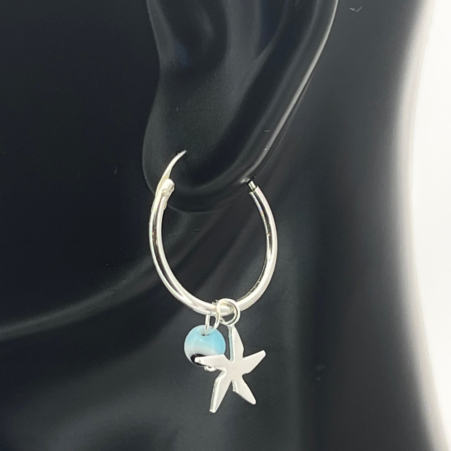 Sterling Silver Hoop Evil Eye Earring Minimalist Dainty Earrings Hoops, Hand Made, DIY Jewelry Findings Wholesale Gift for Her, 149441