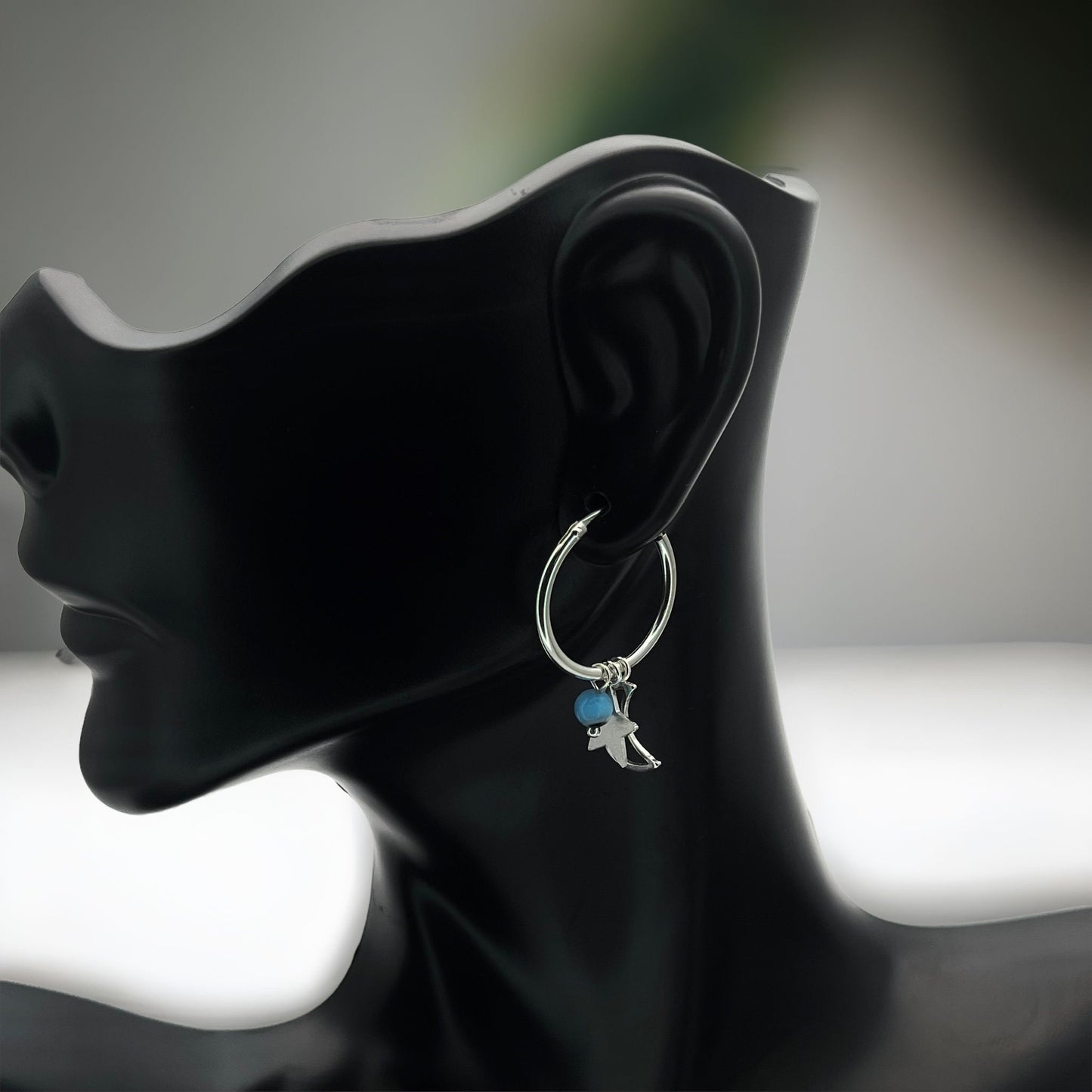Sterling Silver Hoop Evil Eye Earring Minimalist Dainty Earrings Hoops, Hand Made, DIY Jewelry Findings Wholesale Gift for Her 149436