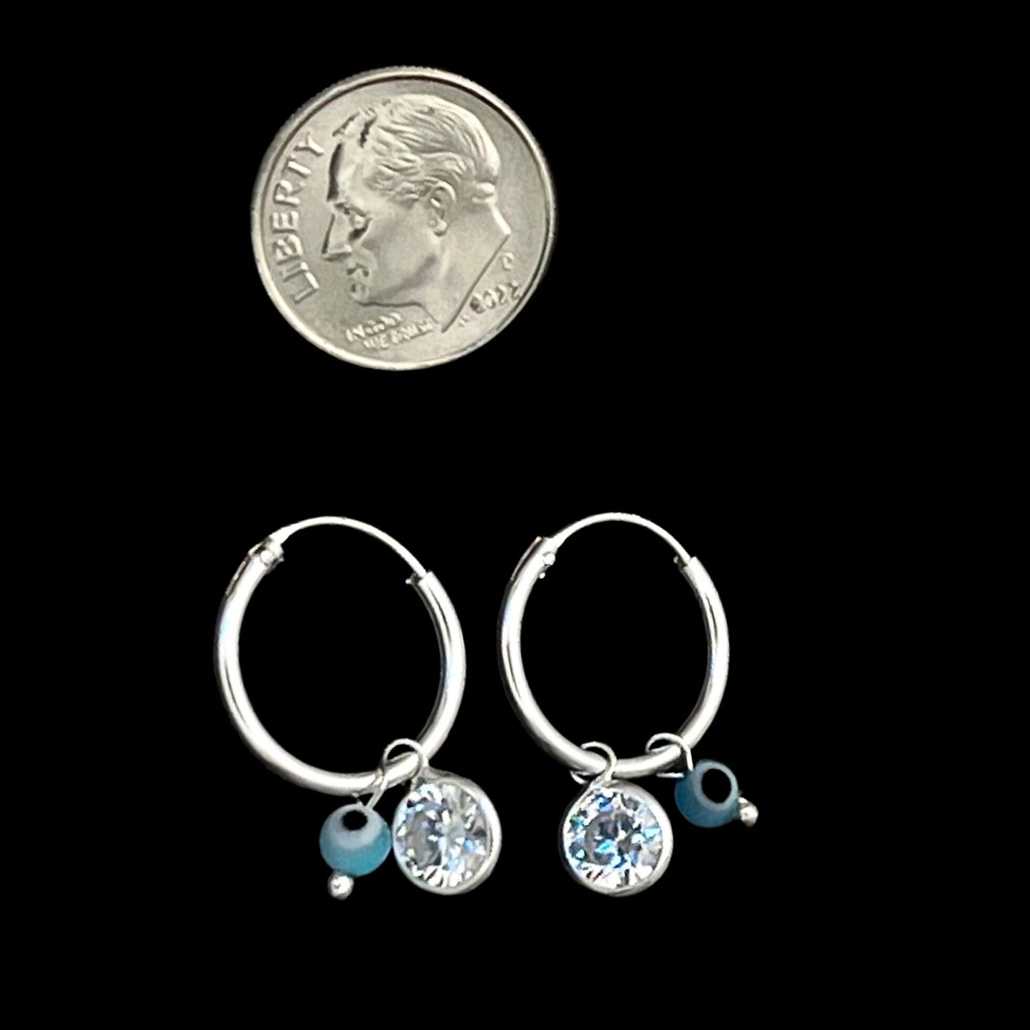 Sterling Silver Evil Eye Hoop Earring Minimalist Dainty Earrings Hoops, Hand Made, DIY Jewelry Findings Wholesale Silver Gift for Her 149382